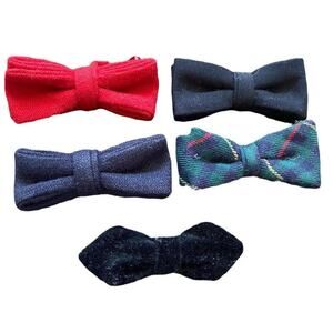 Vtg Royal Boys Baby Bow Tie Clip on Lot Plaid Velvet Preppy Suit Formal Holiday